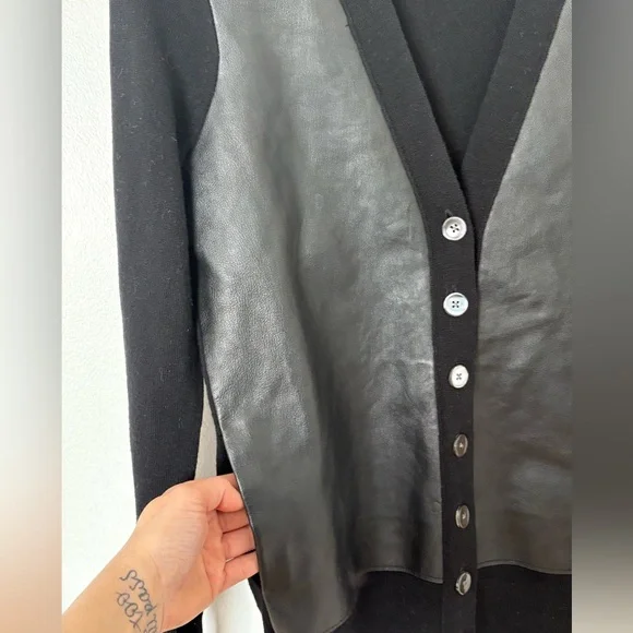 Leather/wool Cardigan  S - Picture 7 of 11